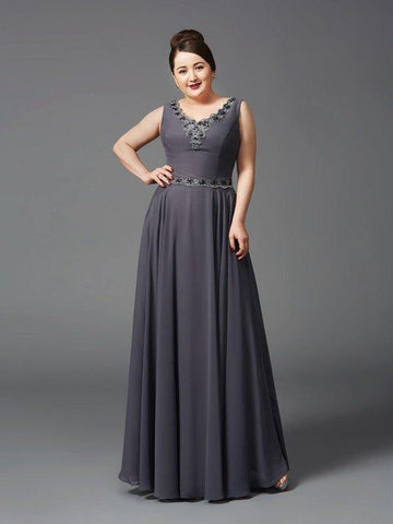 A-Linie/Princess-Linie Träger Spitze Ärmellos Lange Chiffon Brautmutterkleider