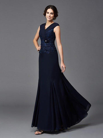 A-Linie/Princess-Linie Träger Spitze Ärmellos Lange Chiffon Brautmutterkleider
