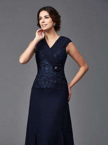 A-Linie/Princess-Linie Träger Spitze Ärmellos Lange Chiffon Brautmutterkleider