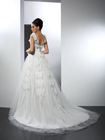 A-Linie/Princess-Linie Träger Spitze Ärmellos Lange Satin Brautkleider