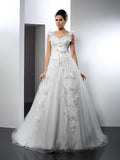 Abito da sposa in raso lungo senza maniche con spalline e pizzo linea A/principessa