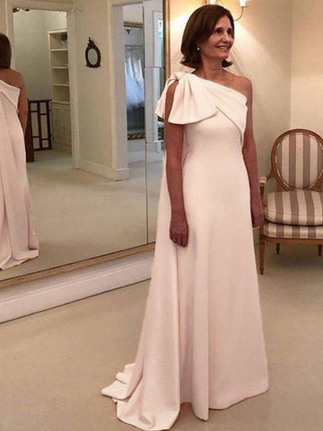 A-Linie/Princess-Linie Stretch-Krepp Schleife One-Shoulder-Träger Ärmellos Sweep/Pinsel zug Kleider für die Brautmutter