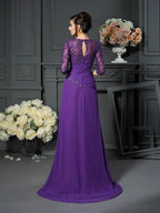 A-Line/Princess Sweetheart Applique 1/2 Sleeves Long Chiffon Mother of the Bride Dresses
