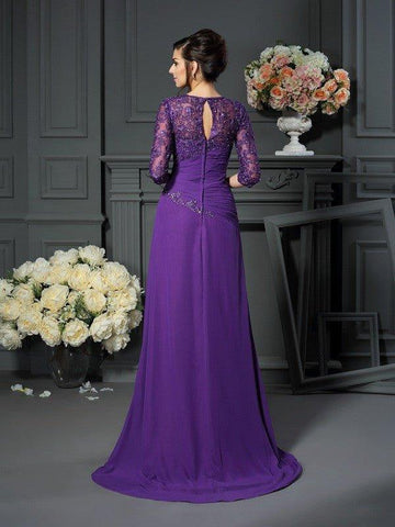 A-Linie/Princess-Linie Herzausschnitt Applikationen 1/2 Ärmel Lang Chiffon Brautmutterkleider
