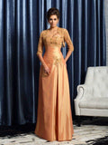 Vestidos de mãe da noiva em corte A/princesa com aplicações de coração, sem mangas, compridos em tafetá