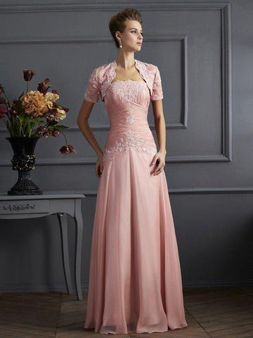 A-Linie/Princess-Linie Herzausschnitt Ärmellos Applikationen Lange Chiffon Brautmutterkleider