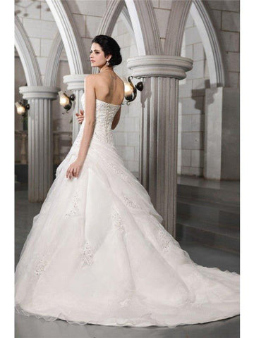 A-Linie/Princess-Linie Herzausschnitt Ärmellos Perlen verziert Applikationen Lange Organza Brautkleider