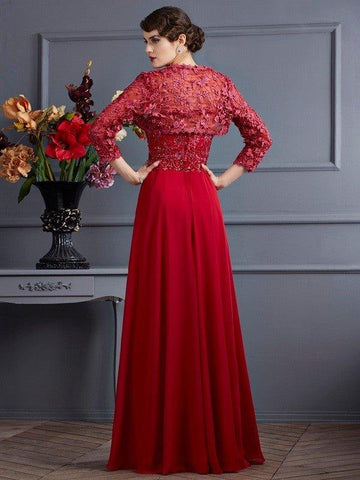 A-Linie/Princess-Linie Herzausschnitt Ärmellos Perlen verziert Lange Chiffon Brautmutterkleider