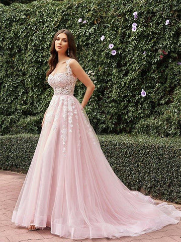 A-Linie/Princess-Linie Tüll Applikationen Träger Ärmellos Sweep/Pinsel zug Brautkleider