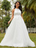 Vestidos de noiva estilo princesa com decote em V e decote em V, sem mangas, cauda longa e cauda longa