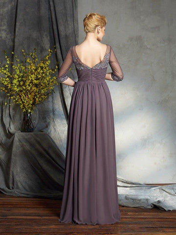 A-Linie/Princess-Linie V-Ausschnitt 1/2 Ärmel Lang Chiffon Brautmutterkleider