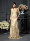 Vestidos compridos de renda para mãe da noiva, corte A/princesa, decote em V, sem mangas, com renda