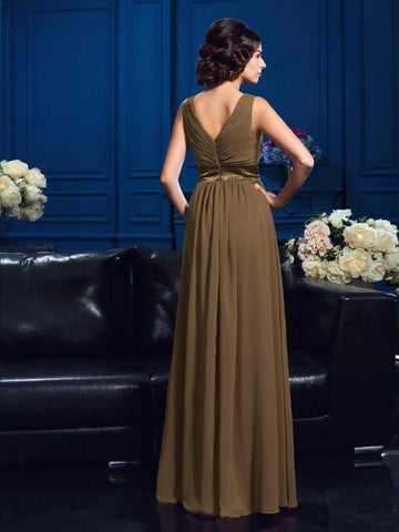 Vestidos de mãe da noiva em chiffon, corte A/princesa, decote em V, pregas, sem mangas