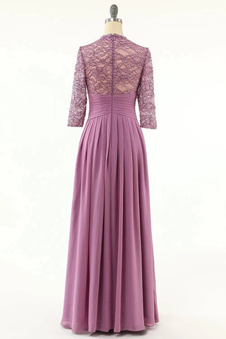 Brautmutterkleid Chiffon Lang mit Spitze