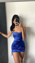 Hübsches Royalblau Kleid Kurzes Homecoming-Kleid Sexy Minikleid Y1854