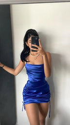 Hübsches Royalblau Kleid Kurzes Homecoming-Kleid Sexy Minikleid Y1854
