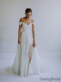 Charmantes schulterfreies Organza-Brautkleid mit Seitenschlitz.DB10094