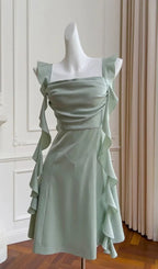 Vestido de Fiesta de Satén Mini Línea A Sencillo para el Baile de Graduación Y7575