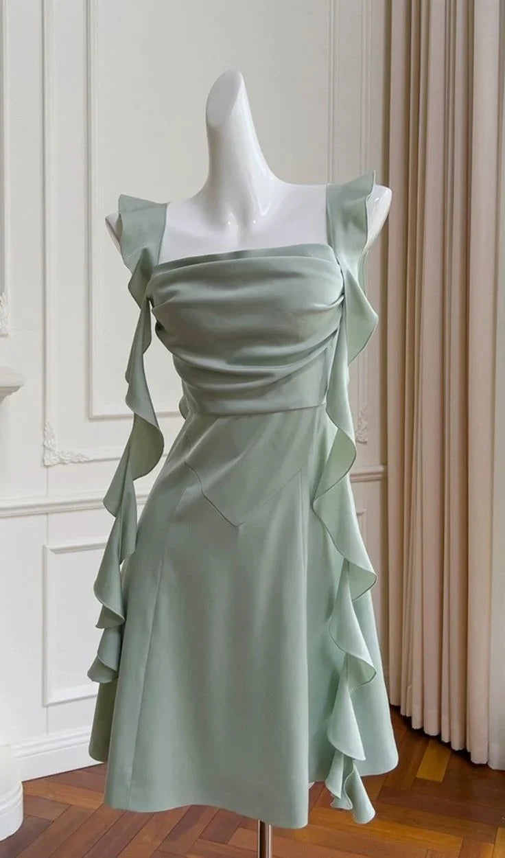 Vestido de Fiesta de Satén Mini Línea A Sencillo para el Baile de Graduación Y7575