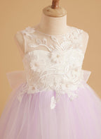 Dream Princess Sleeveless Detachable Train Flower Girl Dress