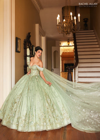 Quinceanera-Kleid mit Cape-Ärmeln von Rachel Allan RQ3146