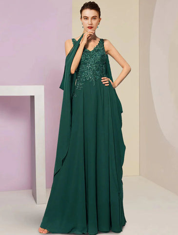 Etuikleid/Säulenkleid für die Brautmutter, Hochzeitsgast, Vintage, Party, V-Ausschnitt, bodenlang, Chiffon, Spitze, ärmellos, mit Falten, Pailletten