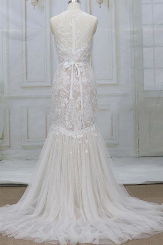 Faszinierende Applikationen Tüll Meerjungfrau elegante Hochzeitskleider
