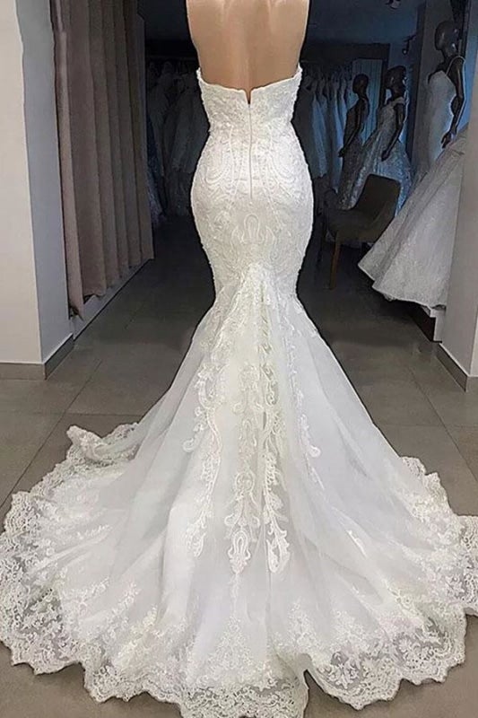 Faszinierende Sweetheart-Applikationen Meerjungfrau elegante Hochzeitskleider
