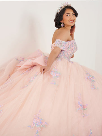 Quinceanera-Kleid mit Glockenärmeln und Applikation von House of Wu 26078