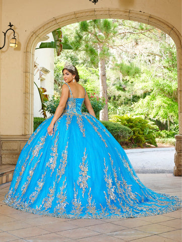 Quinceanera-Kleid mit Cape-Applikation von House of Wu 26083