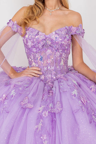 Ballkleid mit Cape-Ärmeln und Applikation von Cinderella Couture 8075J