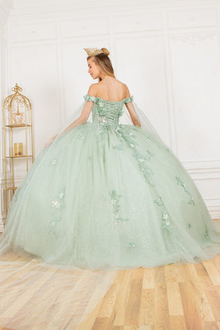 Ballkleid mit Cape-Ärmeln und Applikation von Cinderella Couture 8075J