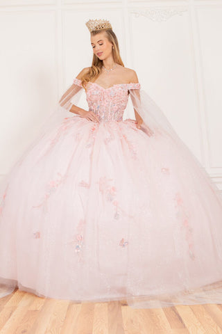 Ballkleid mit Cape-Ärmeln und Applikation von Cinderella Couture 8075J