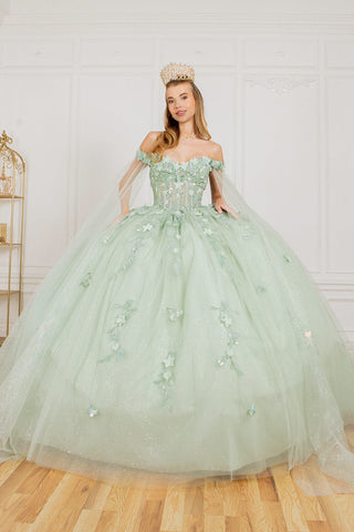 Ballkleid mit Cape-Ärmeln und Applikation von Cinderella Couture 8075J