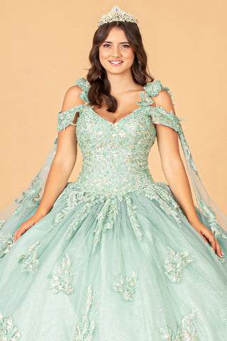 Ballkleid mit Cape-Ärmeln und Applikation von Elizabeth K GL3099