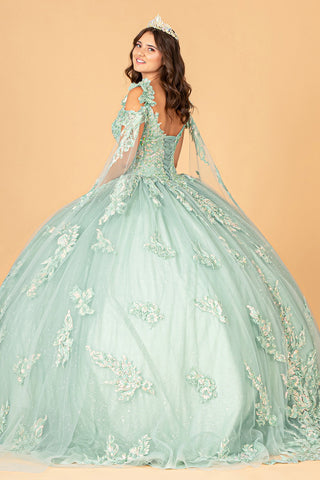Ballkleid mit Cape-Ärmeln und Applikation von Elizabeth K GL3099