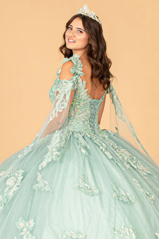 Ballkleid mit Cape-Ärmeln und Applikation von Elizabeth K GL3099