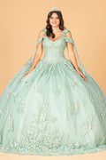 Robe de bal à manches cape à appliqués par Elizabeth K GL3099