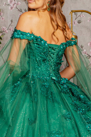 Ballkleid mit Cape-Ärmeln und Applikation von Elizabeth K GL3181