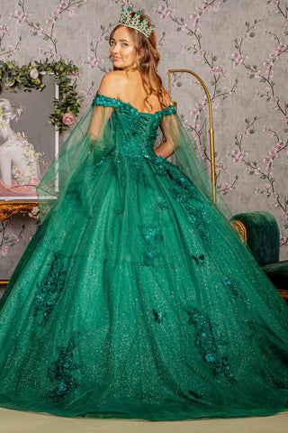 Ballkleid mit Cape-Ärmeln und Applikation von Elizabeth K GL3181