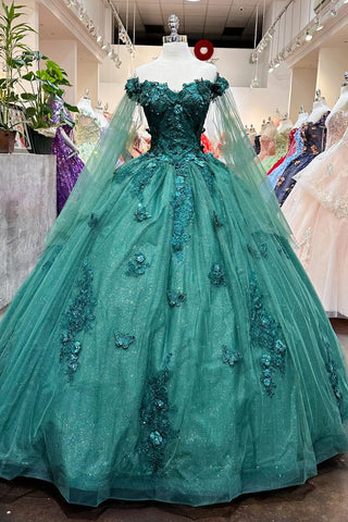 Ballkleid mit Cape-Ärmeln und Applikation von Elizabeth K GL3181