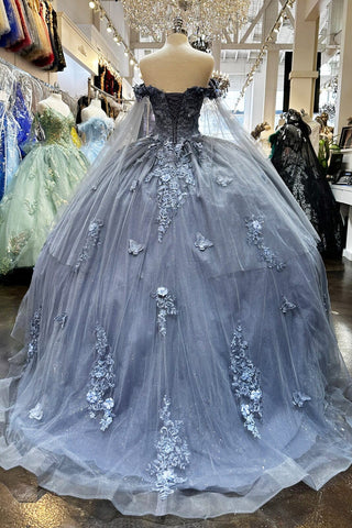 Ballkleid mit Cape-Ärmeln und Applikation von Elizabeth K GL3181