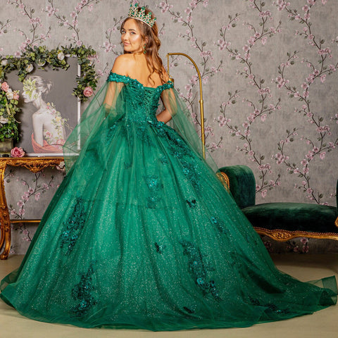 Ballkleid mit Cape-Ärmeln und Applikation von Elizabeth K GL3181