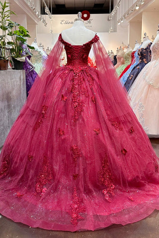Ballkleid mit Cape-Ärmeln und Applikation von Elizabeth K GL3181
