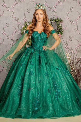 Ballkleid mit Cape-Ärmeln und Applikation von Elizabeth K GL3181