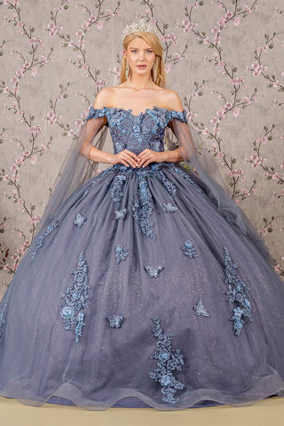 Ballkleid mit Cape-Ärmeln und Applikation von Elizabeth K GL3181