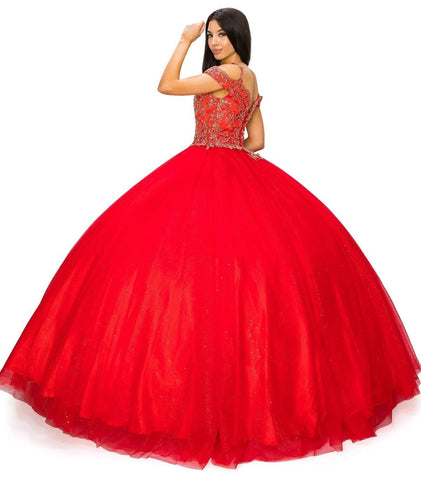 Ballkleid mit Applikation und kalten Schultern von Cinderella Couture 8028J