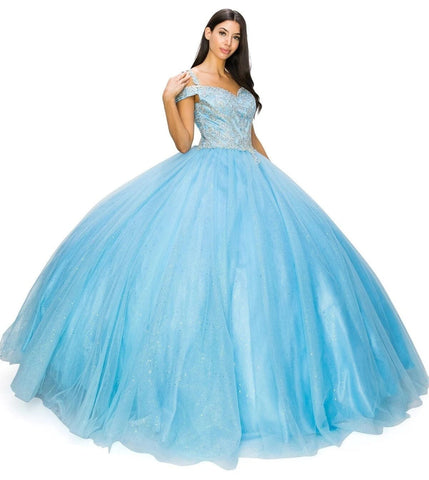 Ballkleid mit Applikation und kalten Schultern von Cinderella Couture 8028J