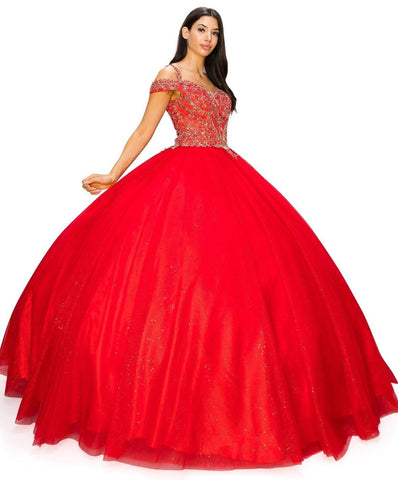 Ballkleid mit Applikation und kalten Schultern von Cinderella Couture 8028J
