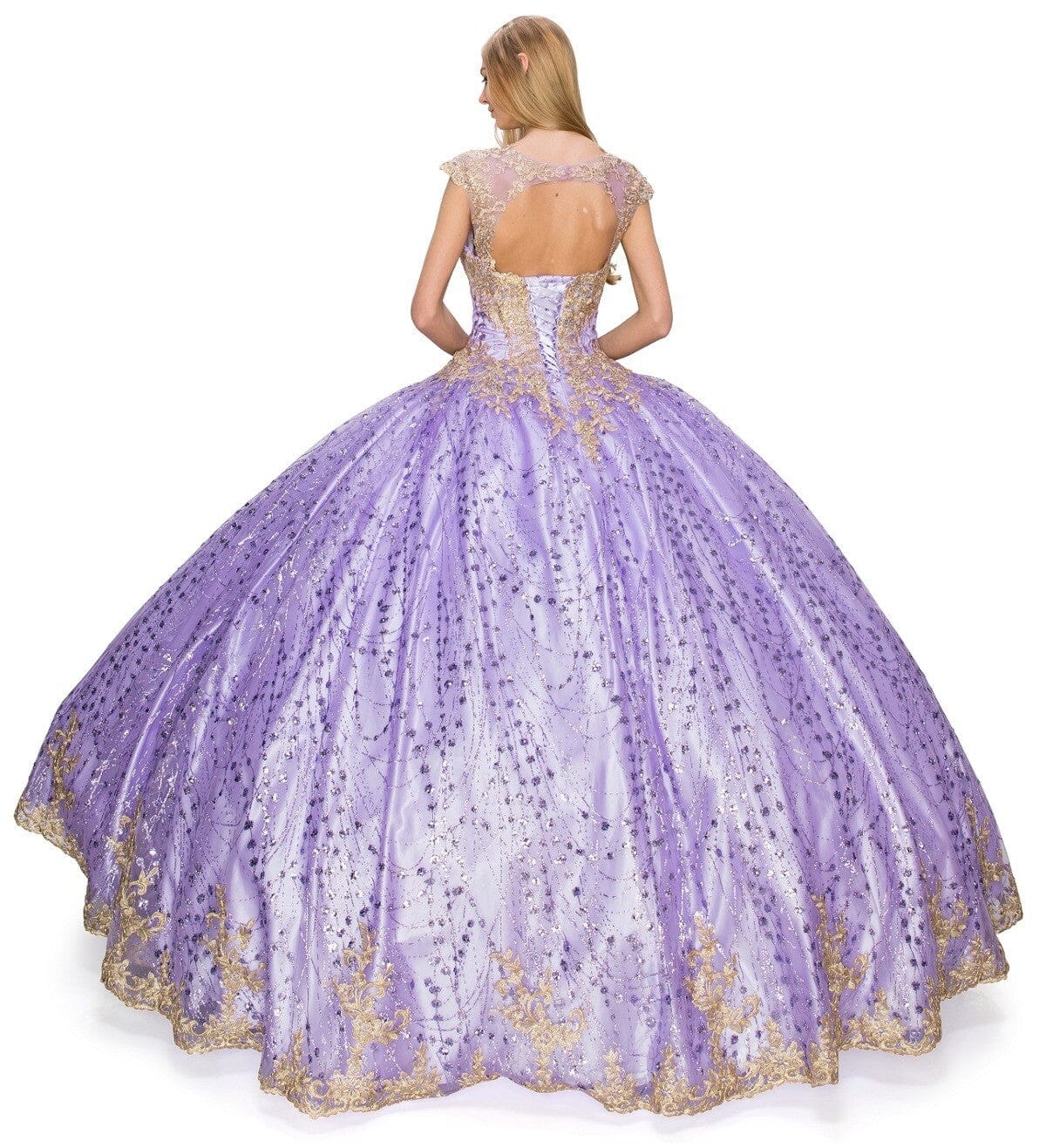 Applique Glitter Ball Gown by Cinderella Couture 8024J